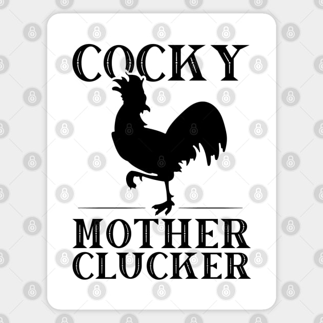 Funny Chicken Cocky Mother Clucker Vintage Rooster Magnet by Huhnerdieb Apparel